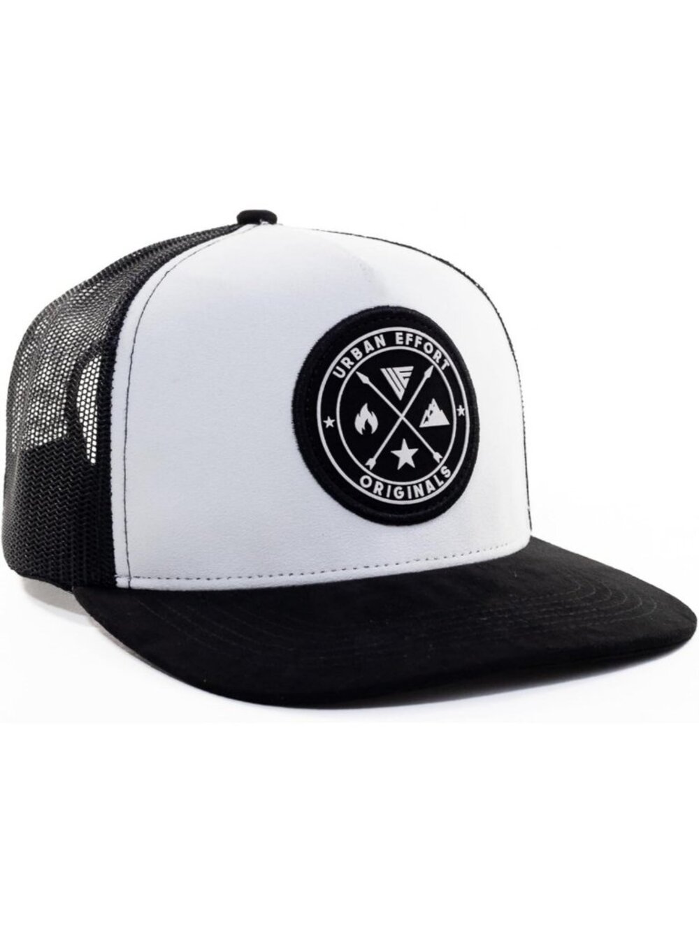Stylish Mesh Back Baseball Cap - Unisex 5-Panel Snapback Hat (Black & White)